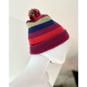 Striped Pompom beanie   